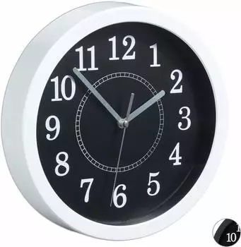 Relaxdays Wanduhr Kunststoff Metall Weiß Sekundenzeiger 20 cm x 4 cm