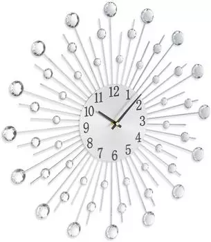 Relaxdays Wanduhr Diamant Eisen Acryl Silber Analog 50 cm x 4,5 cm