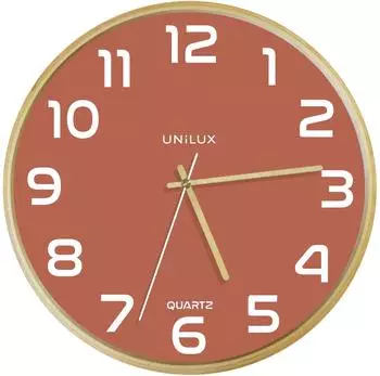 Unilux BALTIC Wanduhr Holzrahmen, rotes Ziffernblatt, 31cm (400165111)