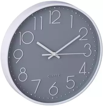 Relaxdays Wanduhr Kunststoff Glas Grau Weiß Mit Sekundenzeiger ø 30 cm