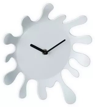 Relaxdays Wanduhr Farbklecks Kunststoff Weiß 25 cm x 22,5 cm x 6 cm