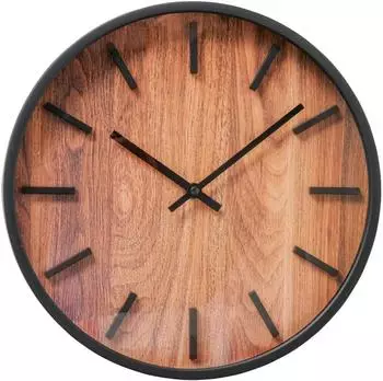 Boltze Buford Wanduhr Holzmotiv, schwarz, Ø 30cm