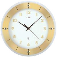 Funkwanduhr AMS "F5850", gold (goldfarben, wei&szlig;), Wanduhren, &Oslash; 31cm,