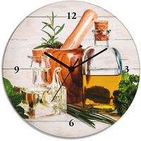 Artland Wanduhr "Oliven&ouml;l und Kr&auml;uter - K&uuml;che" wahlweise mit Quarz- oder
