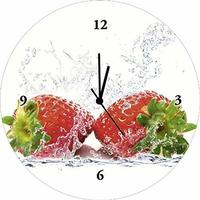 Artland Wanduhr "Erdbeeren mit Spritzwasser" wahlweise mit Quarz- oder Funkuhrwerk,
