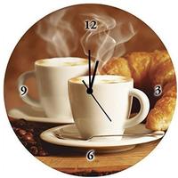 Artland Wanduhr "Dampfender Cappuccino und Croissant" wahlweise mit Quarz- oder