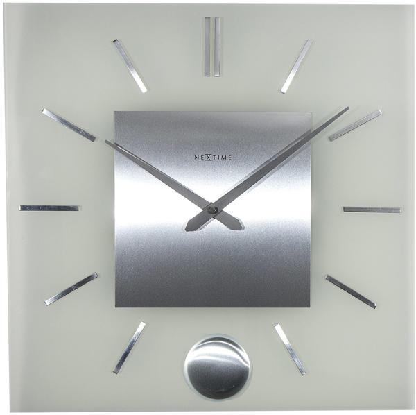Nextime Wall Clock Stripe Pendulum Square weiß-grau (3146)