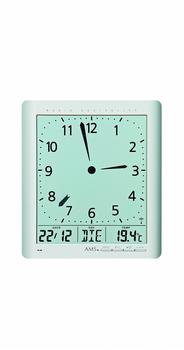 AMS-Uhrenfabrik AMS 5898 Wanduhr Tischuhr Funk digital silbern Datum Thermometer Weckfunktion