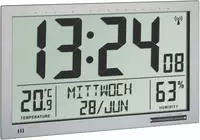 TFA-Dostmann Digitale XL-Funkuhr mit Raumklima - Silber - Innen-Hygrometer -
