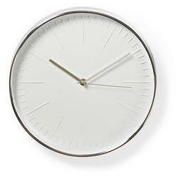 Nedis Round Wall Clock White and Silver