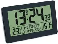 TFA Dostmann 60.2557.01 Funk Funkuhr 206 mm x 30 mm x 130 mm Schwarz Gro&szlig;es Display
