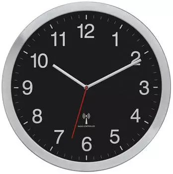 TFA Dostmann Funk-Wanduhr 60.3545.01 silber/schwarz