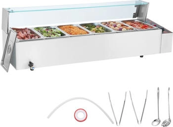 VEVOR Commercial Food Warmer, 6 x 8QT