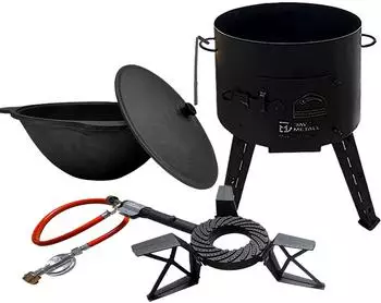 Grillpeter Utschak mit Kazan 16L und Gasbrenner Kasan aus Gusseisen Feuerofen Set - 8091378