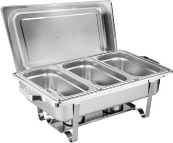 Morleos Speisewärmer Chafing-Dish 3X 1/3 GN 65 mm aus Edelstahl