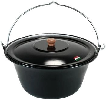 Grillplanet Holzkohlegrill Gulaschkessel 15 Liter Emaille mit Deckel, Set