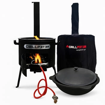 Grillpeter Utschak Asamat mit Kazan 16L Gaskocher und Abdeckhaube