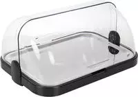 APS Buffet-Vitrine, schwarz Schale aus ABS-Kunststoff, transparente Rolltophaube, - 1