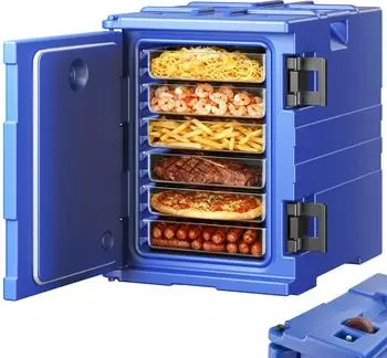 VEVOR Isolierter Speisenbehälterträger 90L blau