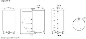 Buderus Logalux P1000.6-C Pufferspeicher 956L, 70mm PU-Hartschaum, Blau (7735500868)
