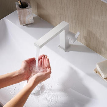 Hansgrohe Tecturis E 110 Fine CoolStart EcoSmart+ ohne Ablaufgarnitur mattweiß (73021700) – Energiekosten senken durch intelligente Hebelstellung