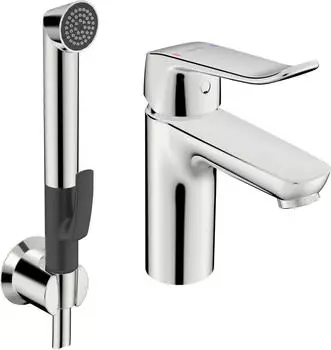Hansa HansaCare Einhebelmischer Waschtischbatterie Bedienungshebel lang mit Funktionshandbrause chrom (46282206)