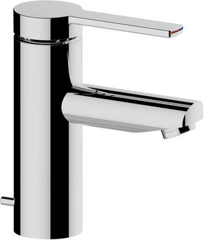 KEUCO Plan Blue Einhebel-Waschtischarmatur mit Zugstangen-Ablaufgarnitur 144 mm mit verlängertem Griffhebel Aluminium-Finish (53902170001)