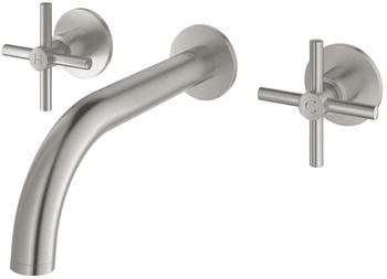 GROHE 3-Loch-Waschtisch-Batterie Atrio Fertigmontageset Kreuzgriff supersteel (20661DC0)
