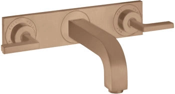 Axor Citterio 3-Loch Waschtischarmatur mit Platte Hebelgriff Unterputz 226 mm Brushed Red Gold 39148310