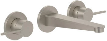 Villeroy & Boch Conum Dreiloch-Waschtischarmatur ohne Ablaufgarnitur Wandmontage Brushed Nickel Matt TVW12700200064