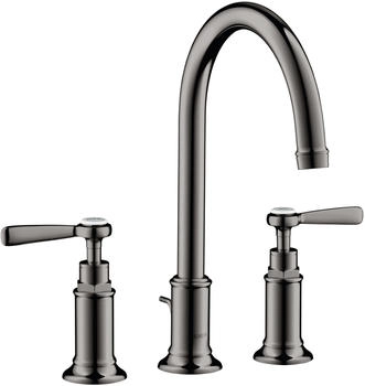 Axor Montreux 3-Loch Waschtischarmatur 180 Hebelgriff mit Zugstangen-Ablaufgarnitur Polished Black Chrome 16514330