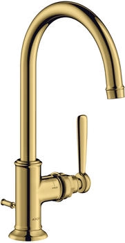 Axor Montreux Einhebel-Waschtischmischer 210 mit Hebelgriff mit Zugstangen-Ablaufgarnitur Polished Gold Optic 16517990