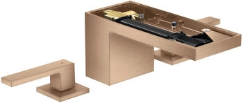 Axor MyEdition 3-Loch Waschtischarmatur 70 ohne Platte mit Push-Open Ablaufgarnitur Brushed Red Gold 47052310
