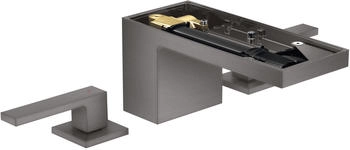 Axor MyEdition 3-Loch Waschtischarmatur 70 ohne Platte mit Push-Open Ablaufgarnitur Brushed Black Chrome 47052340