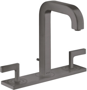 Axor Citterio 3-Loch Waschtischarmatur mit Platte Hebelgriff mit Zugstangen-Ablaufgarnitur Brushed Black Chrome 39136340