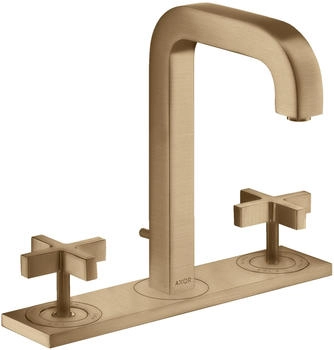 Axor Citterio 3-Loch Waschtischarmatur mit Platte Kreuzgriff mit Zugstangen-Ablaufgarnitur Brushed Bronze 39134140