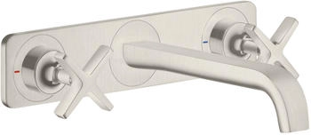 Axor Citterio E 3-Loch Waschtischarmatur mit Platte Unterputz Edelstahl Optic 36115800