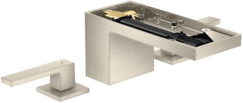 Axor MyEdition 3-Loch Waschtischarmatur 70 ohne Platte mit Push-Open Ablaufgarnitur Brushed Nickel 47052820
