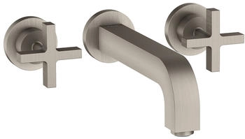 Axor Citterio 3-Loch Waschtischarmatur Kreuzgriff Unterputz 222 mm Edelstahl Optic 39143800