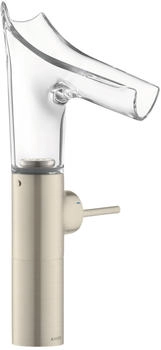 Axor Starck V Einhebel-Waschtischmischer 220 mit Glasauslauf Brushed Nickel 12114820