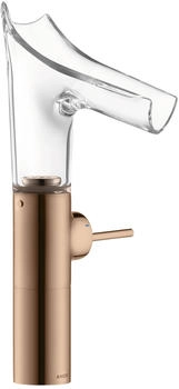 Axor Starck V Einhebel-Waschtischmischer 220 mit Glasauslauf Polished Red Gold 12114300