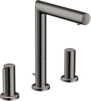 Axor Uno 3-Loch Waschtischarmatur 200 Zerogriff mit Zugstangen-Ablaufgarnitur Polished Black Chrome 45133330
