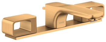 Axor Urquiola 3-Loch Waschtischarmatur 50 mit Platte mit Zugstangen-Ablaufgarnitur Brushed Gold Optic 11040250