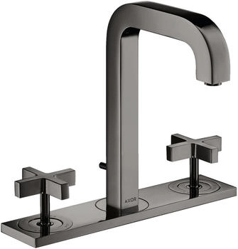 Axor Citterio 3-Loch Waschtischarmatur mit Platte Kreuzgriff mit Zugstangen-Ablaufgarnitur Polished Black Chrome 39134330