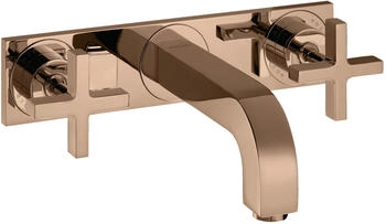 Axor Citterio 3-Loch Waschtischarmatur mit Platte Kreuzgriff Unterputz 226 mm Polished Red Gold 39144300