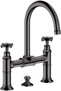 Axor Montreux 2-Griff Waschtischarmatur 220 mit Kreuzgriff mit Zugstangen-Ablaufgarnitur Polished Black Chrome 16510330