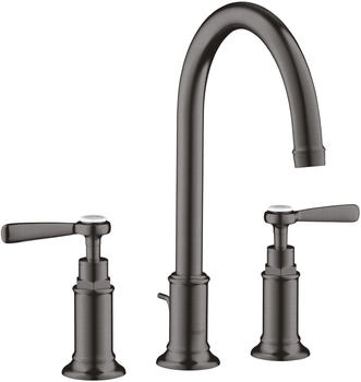 Axor Montreux 3-Loch Waschtischarmatur 180 Hebelgriff mit Zugstangen-Ablaufgarnitur Brushed Black Chrome 16514340
