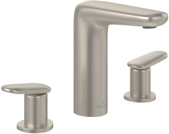 Villeroy & Boch Antao Dreiloch-Waschtischarmatur mit Push-Open-Ablaufgarnitur Standmontage Brushed Nickel Matt TVW11100100064