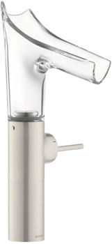 Axor Starck V Einhebel-Waschtischmischer 220 mit Glasauslauf Edelstahl Optic 12114800