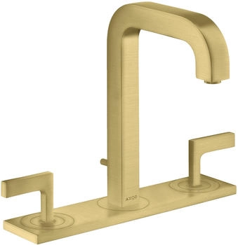 Axor Citterio 3-Loch Waschtischarmatur mit Platte Hebelgriff mit Zugstangen-Ablaufgarnitur Brushed Brass 39136950